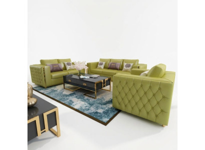 Woonlandschap bankstel 3+2+1 zits leren bankstel bankstel Chesterfield