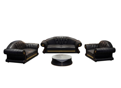 Klassieke Chesterfield Bank Bankstel Bekledingsset Driezits Lederen 3-zitsbank