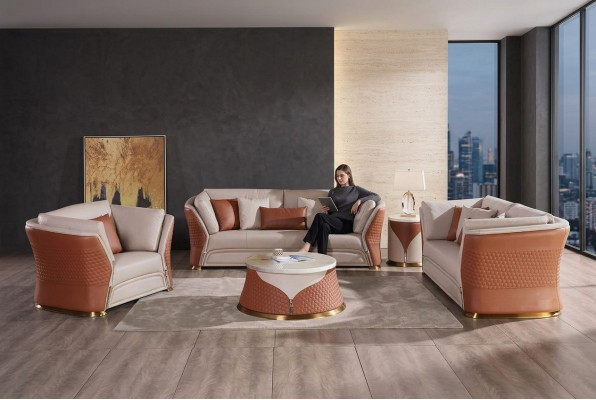 Banken Bankstellen Bekleding Leer 32-zits bankstel set Designer bankstellen