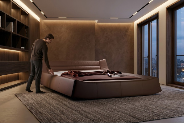 Bed Bekleding Ontwerp Luxe Tweepersoons Hotelbedden Slaapkamer Leer Stof Modern