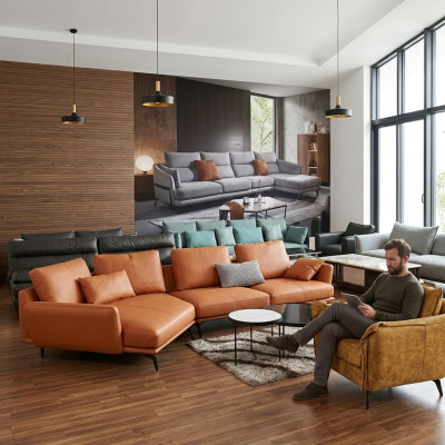 Hoekbank L-vormige woonkamer bankstel bank bekleding leer stof sofa's