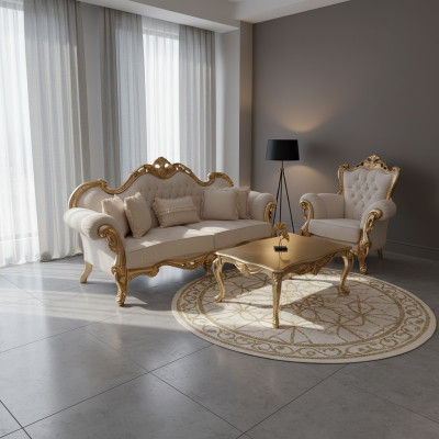 Sofaset 3+3+1+1 zits Klassieke Relax fauteuil Chesterfield Barok Stijl 4-delige