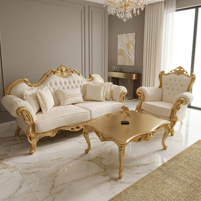 Sofa set 3+3+1 seater Chesterfield Baroque style set 3 pieces. Sofa