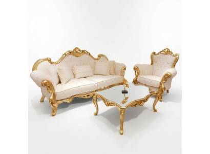 Chesterfield Luxe bankstel 3+1+1 zits Relax Fauteuil Bank 3-delig. Stof Nieuw