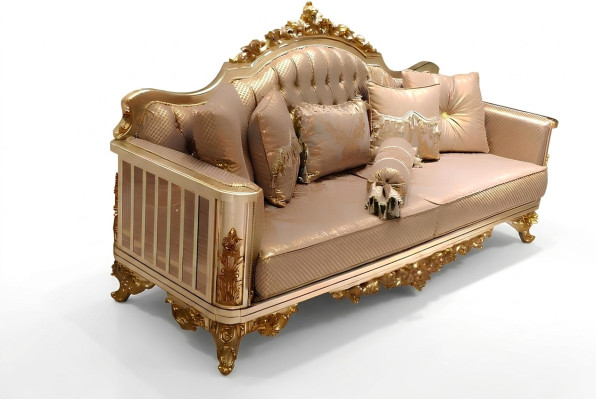 Sofa set 3-zits textiel compleet set bank fauteuil hout Chesterfield