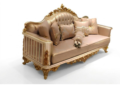 Sofa set 3-zits textiel compleet set bank fauteuil hout Chesterfield