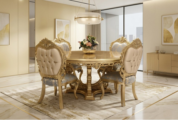 Eetkamerset 4 stoelen Set Eetkamer Designer Houten Stoel Set Ronde Tafel Nieuw