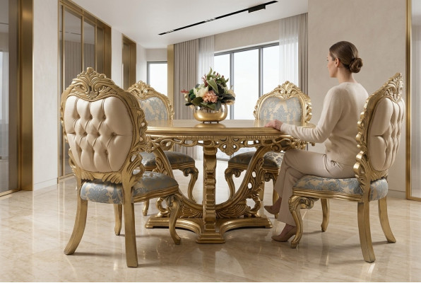 Luxe ronde eettafel Design tafel klassieke eetkamertafels Meubels Goud Nieuw
