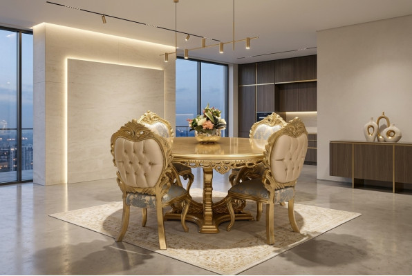 Luxe ronde eettafel Design tafel klassieke eetkamertafels Meubels Goud Nieuw