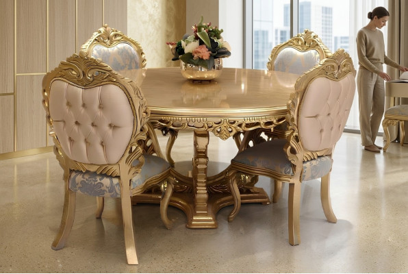 Set van 6 stoelen eetkamer Designer houten stoel Antieke stijl Luxe stoelen Nieuw