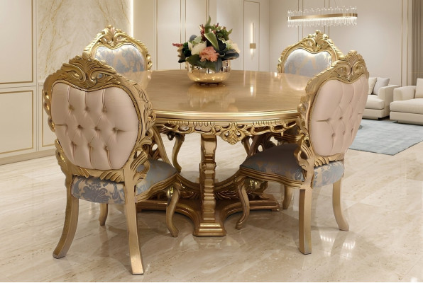 Set van 6 stoelen eetkamer Designer houten stoel Antieke stijl Luxe stoelen Nieuw