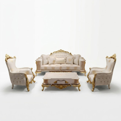 Bankstel 3311-zits bank woonkamerset Chesterfield fauteuil textiel Nieuw
