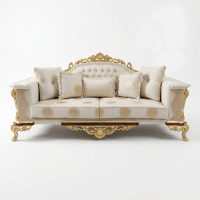 Driedelige designbankstel 3-zits bankstel textiel Chesterfield-bankstel nieuwe 3-zitsstoffenbank