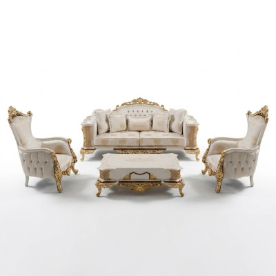 Bankstel 3+1 zits bankstel set Compleet textiel hout woonkamer luxe bank nieuw