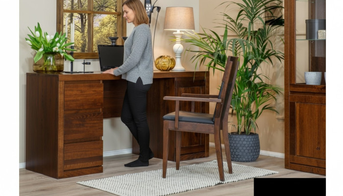 Kantoorset inrichting tafel + stoel massief hout meubels eikenhout massief