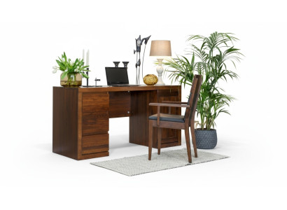 Kantoorset inrichting tafel + stoel massief hout meubels eikenhout massief