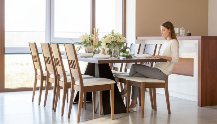 Eettafel Houten Stoelen 7-delige Set Leunstoelen Groep Eetkamer Set Stoel Set Tafel Nieuw