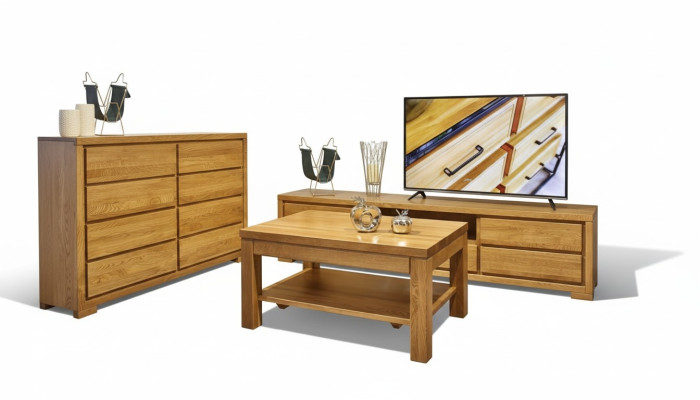 Woonkamer houten meubelset Massief dressoir dressoir salontafel rtv 3-delige set Nieuw