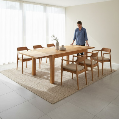 Tafel Eettafel Massief meubilair Eetkamer 140x90cm Echt hout Massief hout Nieuw Tafels