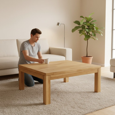 Bijzettafel salontafel Echt hout Massief meubel Eik 100x70 cm Nieuw Tafels