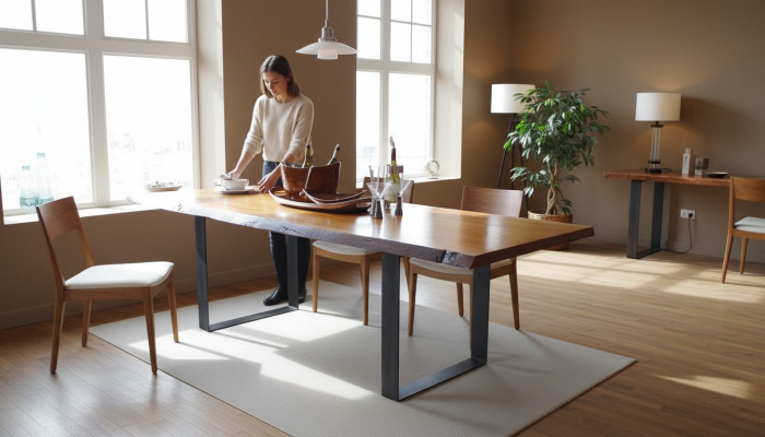 Tijdloze tafel Eettafel Keukentafel Handgemaakte eigentijdse