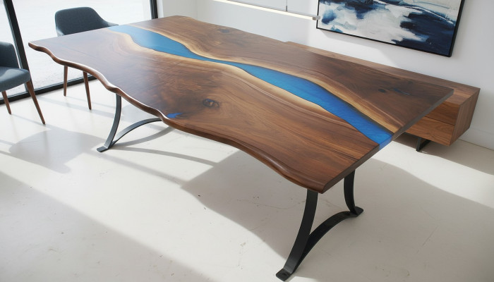Eettafel River Table Echt Hout Riviertafel 220x100 Massieve Tafels Epoxyhars