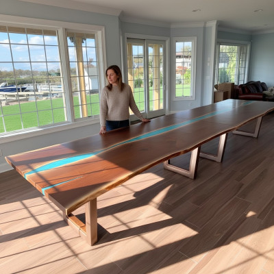 Eettafel River Table Echt Hout Riviertafel 260x100 Massieve Tafels