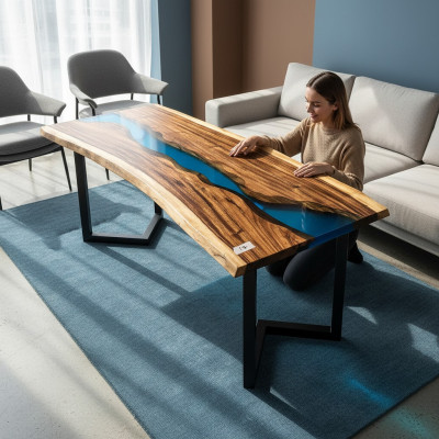 Epoxihars salontafel River Table Echt hout massief tafels 120x60