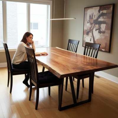 Epoxiharsen eettafel echt hout massieve meubelen waterval epoxy tafel 260x100cm.