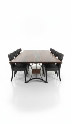 Tafel eettafel tafels epoxyhars epoxy waterval echt hout massief meubilair