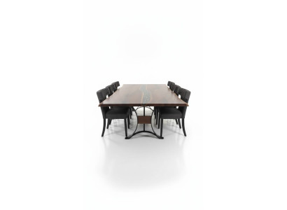 Tafel eettafel tafels epoxyhars epoxy waterval echt hout massief meubilair