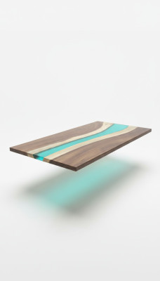 Epoxiharsen eettafel echt massief houten meubels waterval epoxytafel 240x100 Nieuw