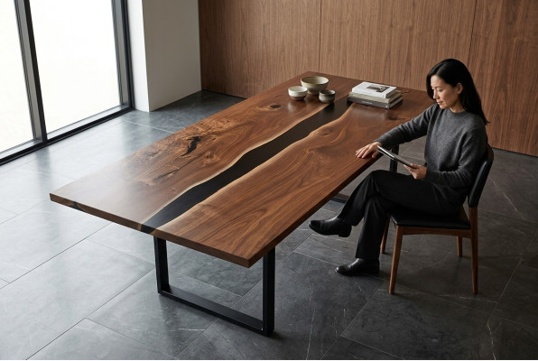 Eettafel tafels epoxyhars massieve meubels epoxy tafel waterval echt hout.