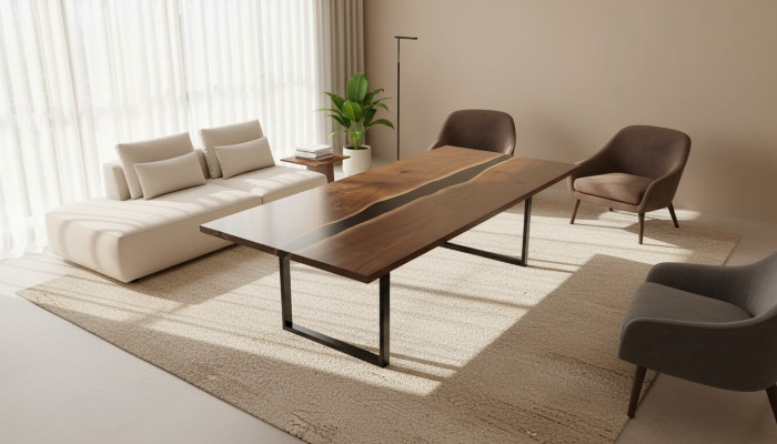 Eettafel tafels epoxyhars massieve meubels epoxy tafel waterval echt hout.