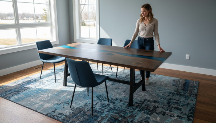 Epoxihars Eettafel River Table Echt hout Massief Tafels 220x100