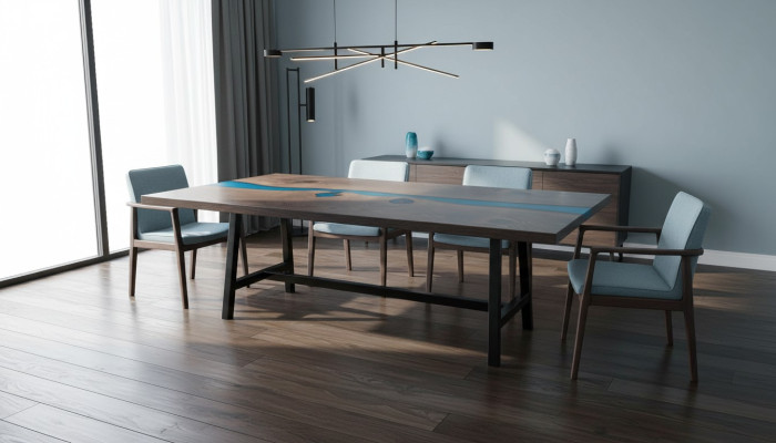 Epoxihars Eettafel River Table Echt hout Massief Tafels 220x100