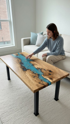 Salontafel River Table Echt hout Riviertafel Decoratief Massief Epoxyhars