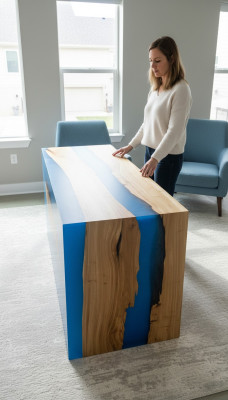 Eettafel Tafel Keukentafel Moderne Tafels Waterval Rivier Epoxyhars Meubels Nieuw