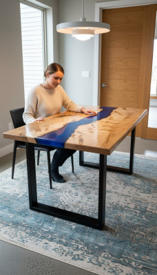 Eettafel River Table Massief Tafels 220x100 Riviertafel Epoxyhars Zee