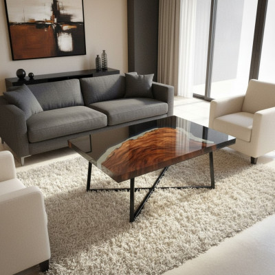 Salontafel River Table Epoxyhars Massieve Tafels 70x40 Riviertafel