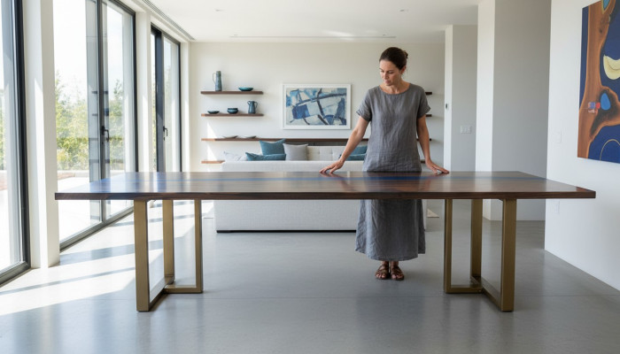 Epoxiehars Eettafel River Table Echt hout Massief Decoratie Tafels 220x100