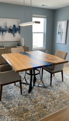 Eettafel River Table Echt Hout Riviertafel 110x110 Massieve Tafels
