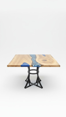Eettafel River Table Echt Hout Riviertafel 110x110 Massieve Tafels