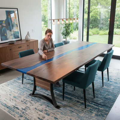 Epoxihars Eettafel River Table 240x100 Riviertafel Nieuw Echt Hout Tafels