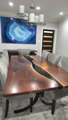 Epoxihars Eettafel River Table Echt hout Massieve tafels 240x100 Riviertafel Nieuw