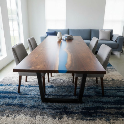 Epoxyhars Eettafel Riviertafel Massief 240x100 Riviertafel Nieuw Echt