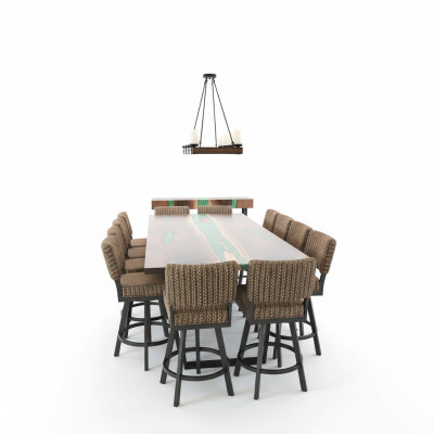 Eettafel River Table Massief Tafels 240x100 Riviertafel Epoxyhars Zee Waterval