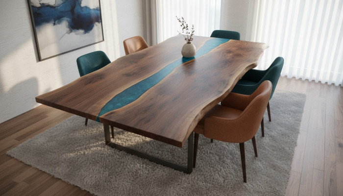 Riviertafel Eettafel Riviertafel Massief Decoratietafels 240x100 Epoxyhars Zee