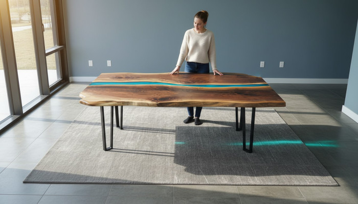Tafel eettafel tafels epoxyhars epoxy massief design meubels 240x100 echt hout