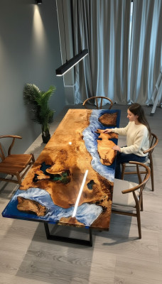 Eettafel Ontwerp Tafel Hars Moderne Tafels Zee Rivier Meubels 220x90 Epoxy Oceaan